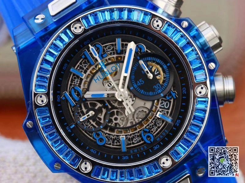 Hublot Big Bang Unico 411.JX.4802.RT Men Watches 1:1 Best Edition Replica Watch Swiss ETA1242 Blue Rubber Strap